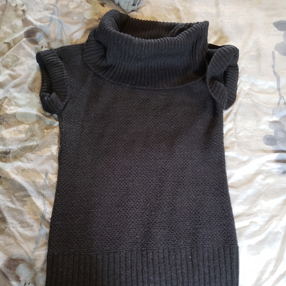 Long knit sweater with cowl neck